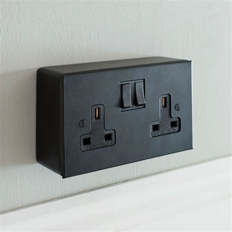 black surface mount electrical box|black surface mounted switched socket.